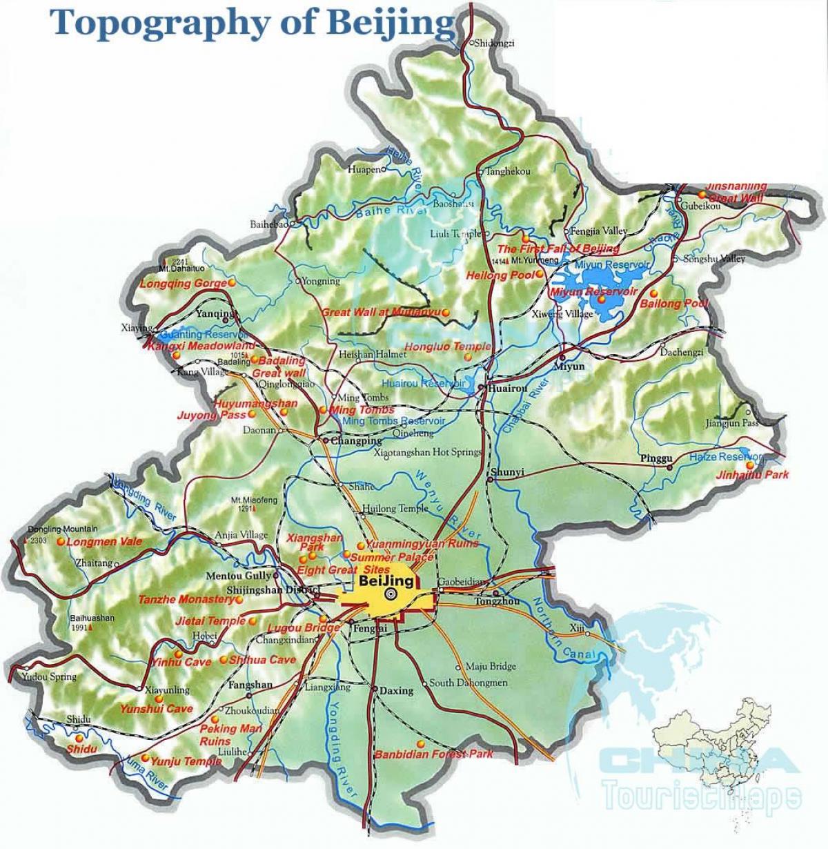 la carte de Pékin topographiques