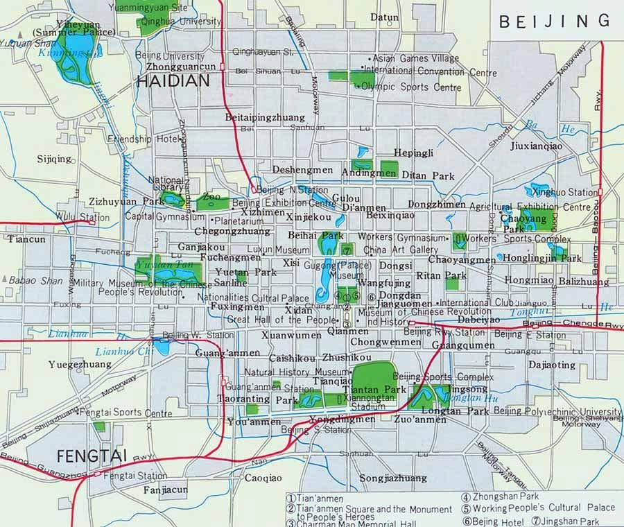 La ville de pékin centre de la carte