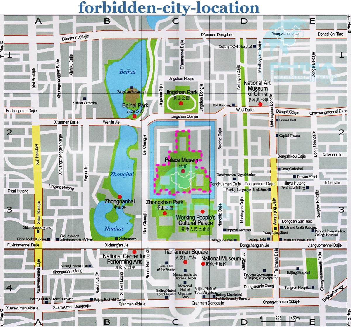 carte de la cité interdite carte détaillée de l'