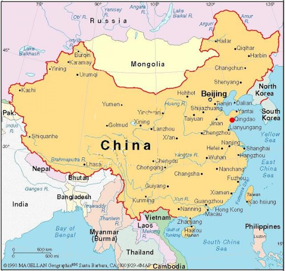 carte de la capitale de la Chine