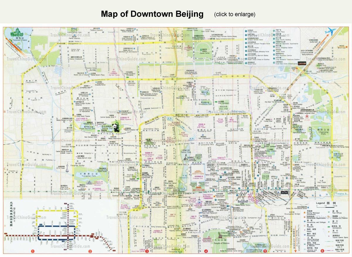 le centre-ville de Beijing carte