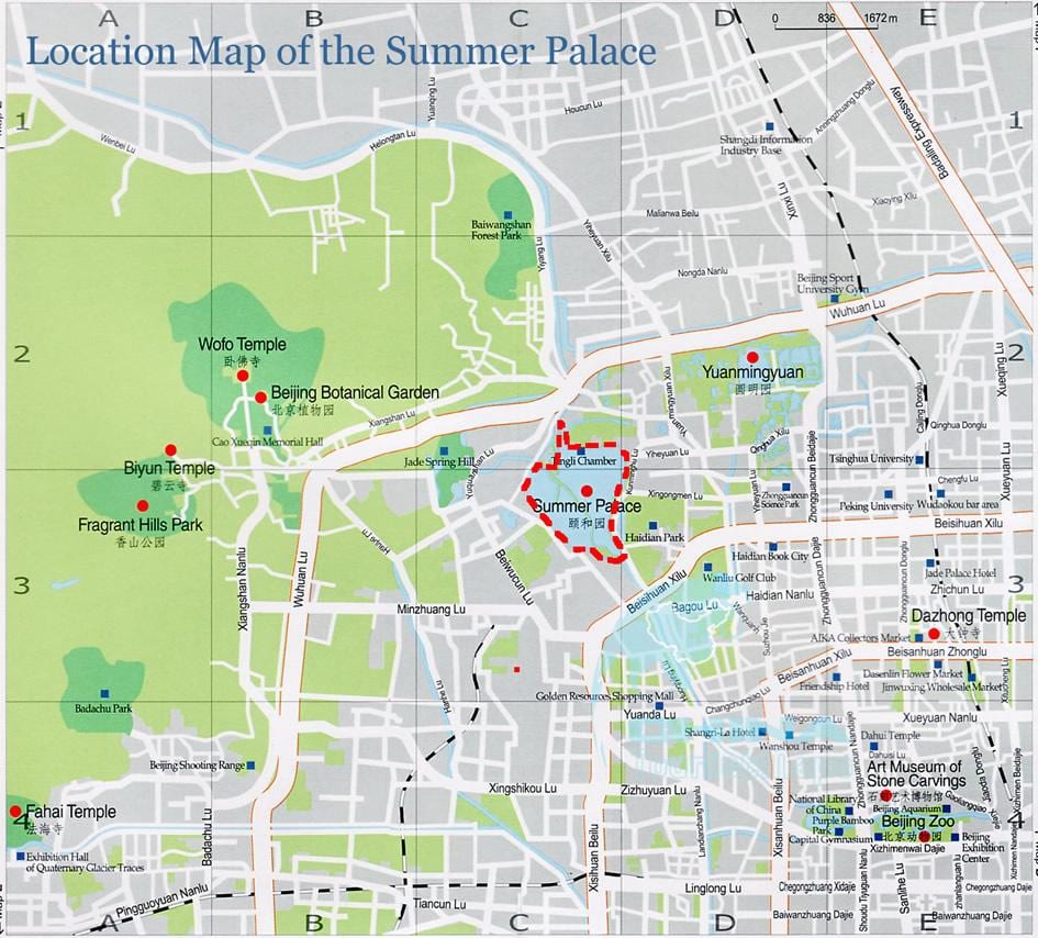 carte de le palais d'été de Pékin