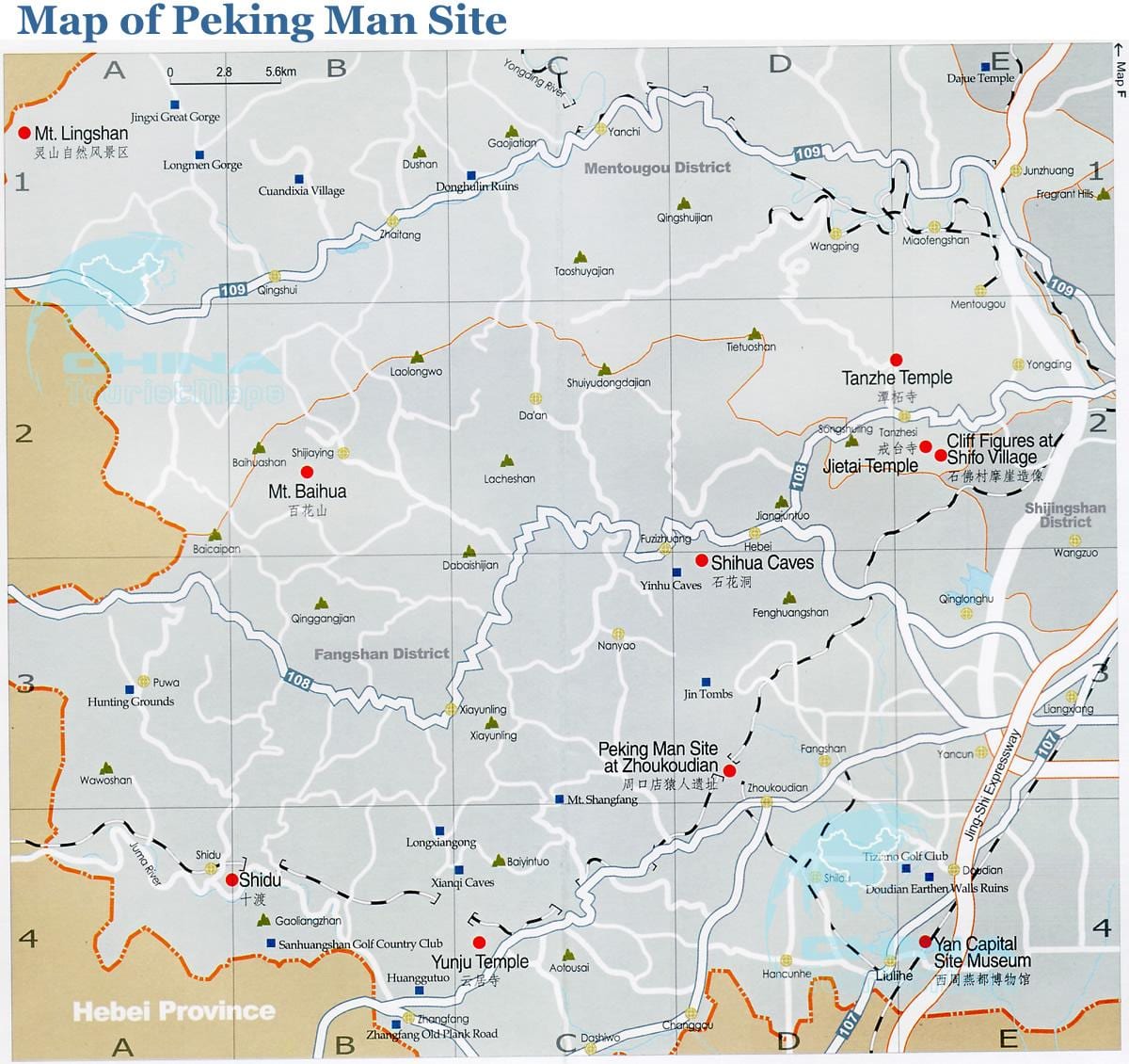 la carte de Pékin