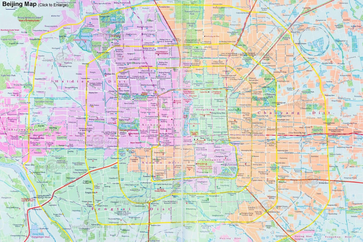 la carte de Pékin rue