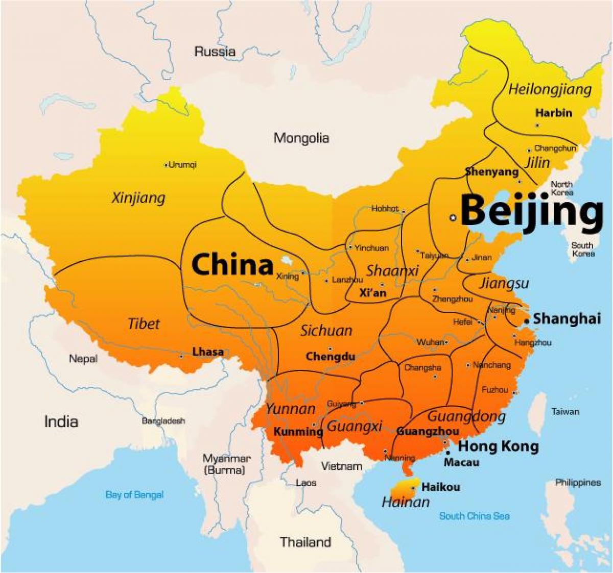 Pékin sur la carte