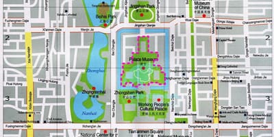 La carte de Pékin, attractions touristiques